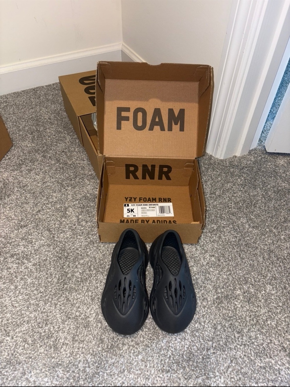 adidas Kids Black Foam RNR Slip-On Sandals